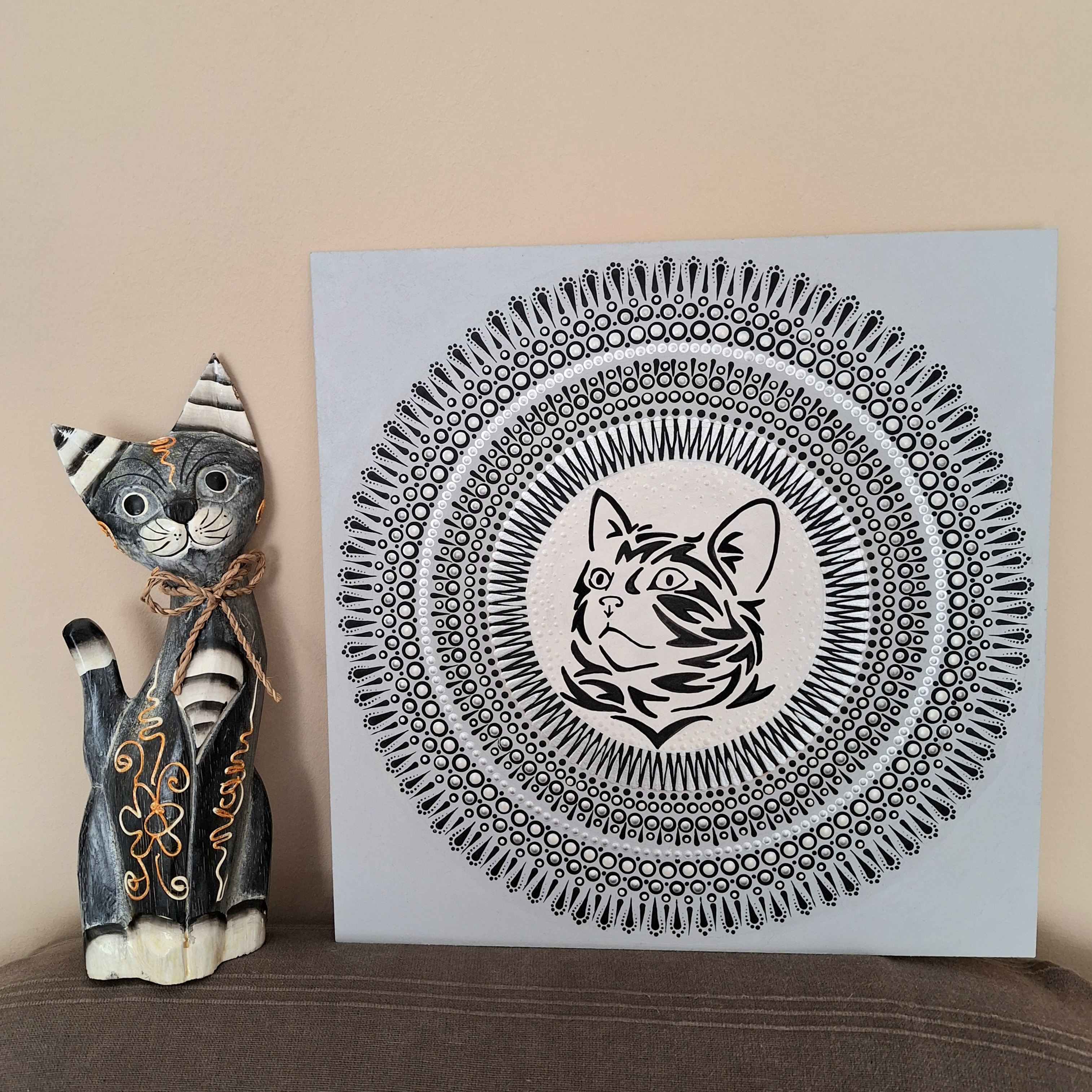 Szürke cica mandala