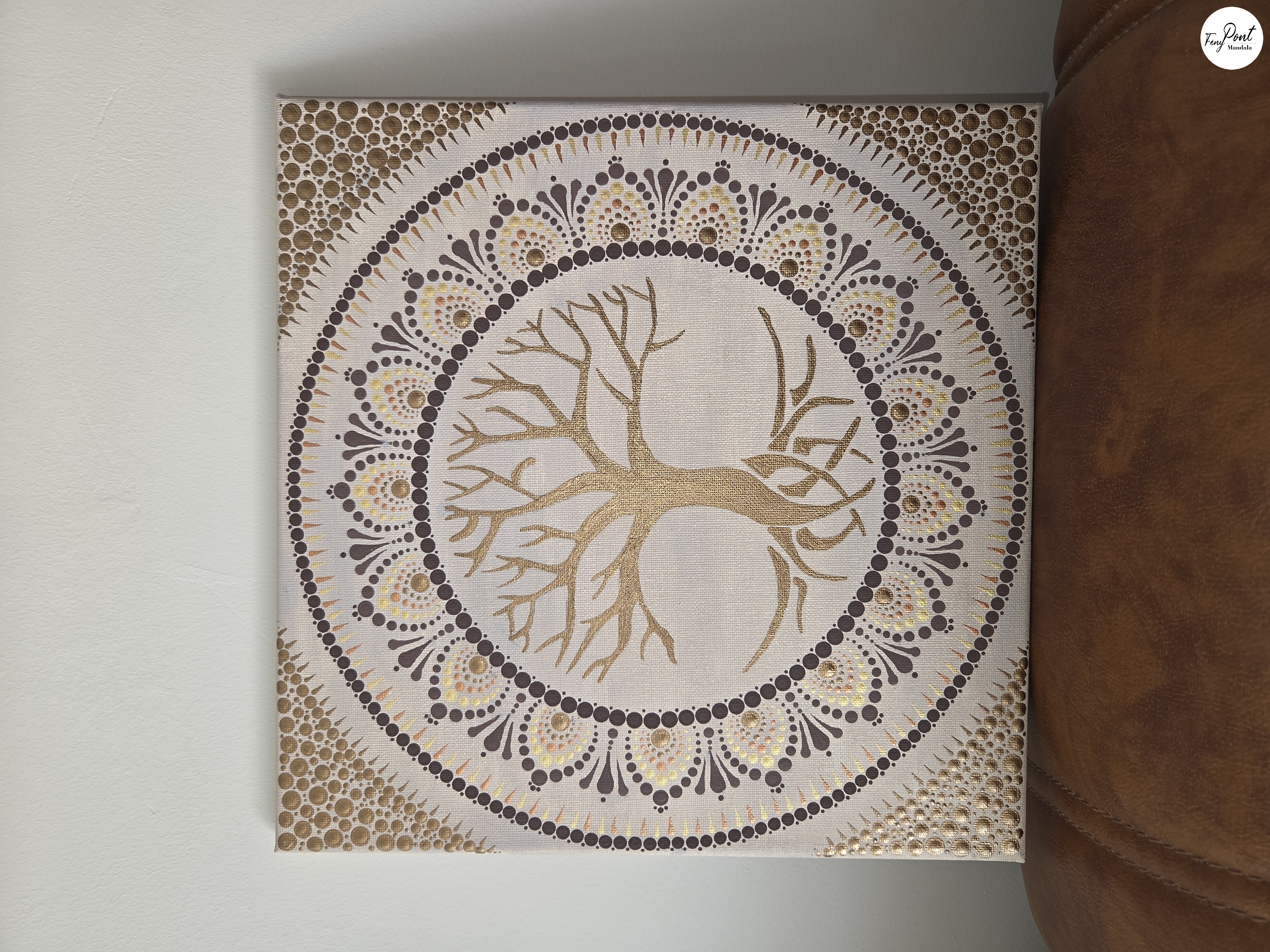 Életfa falikép 30×30 cm vásznon - kézzel festett
