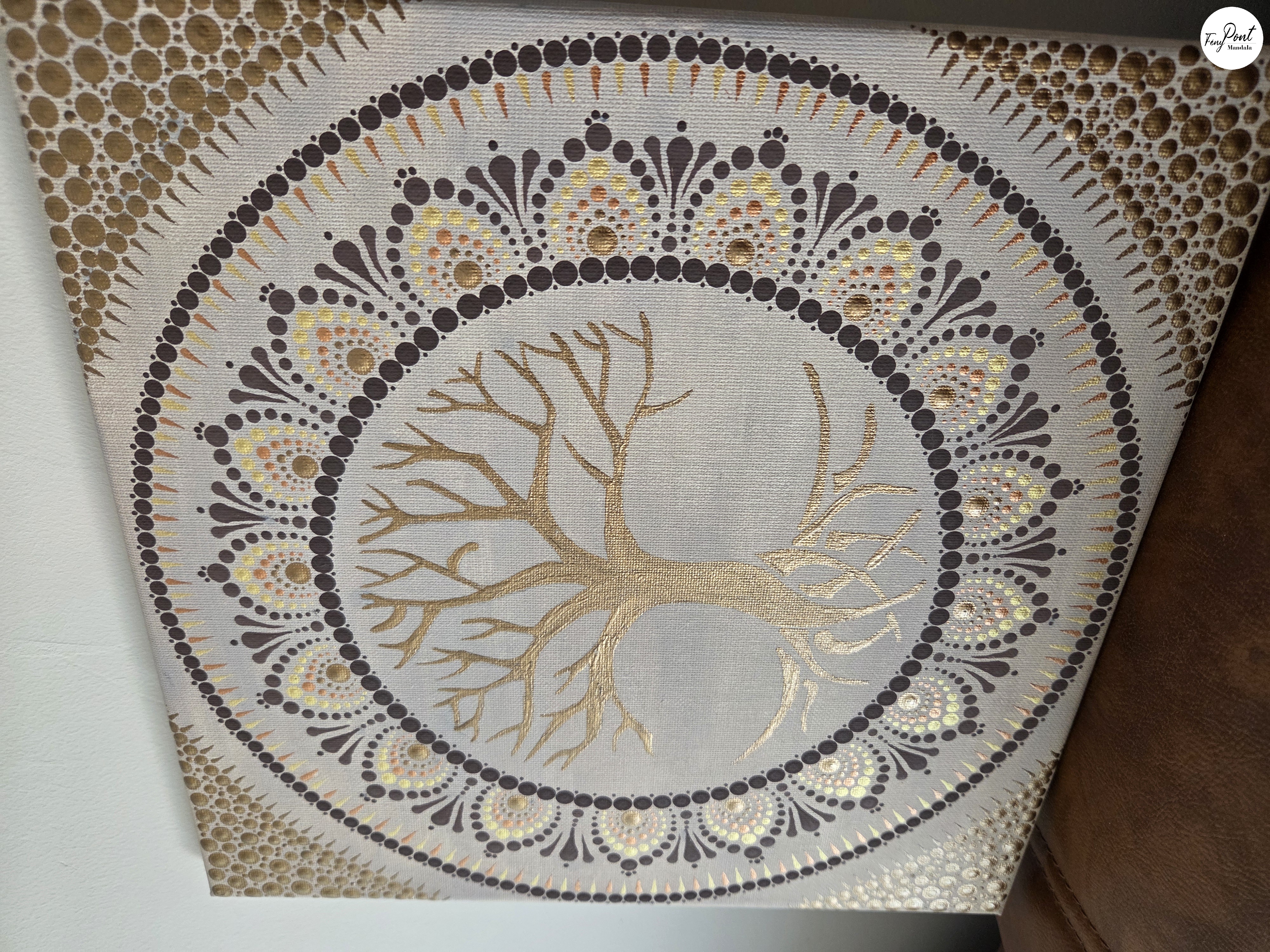 Életfa falikép 30×30 cm vásznon - kézzel festett