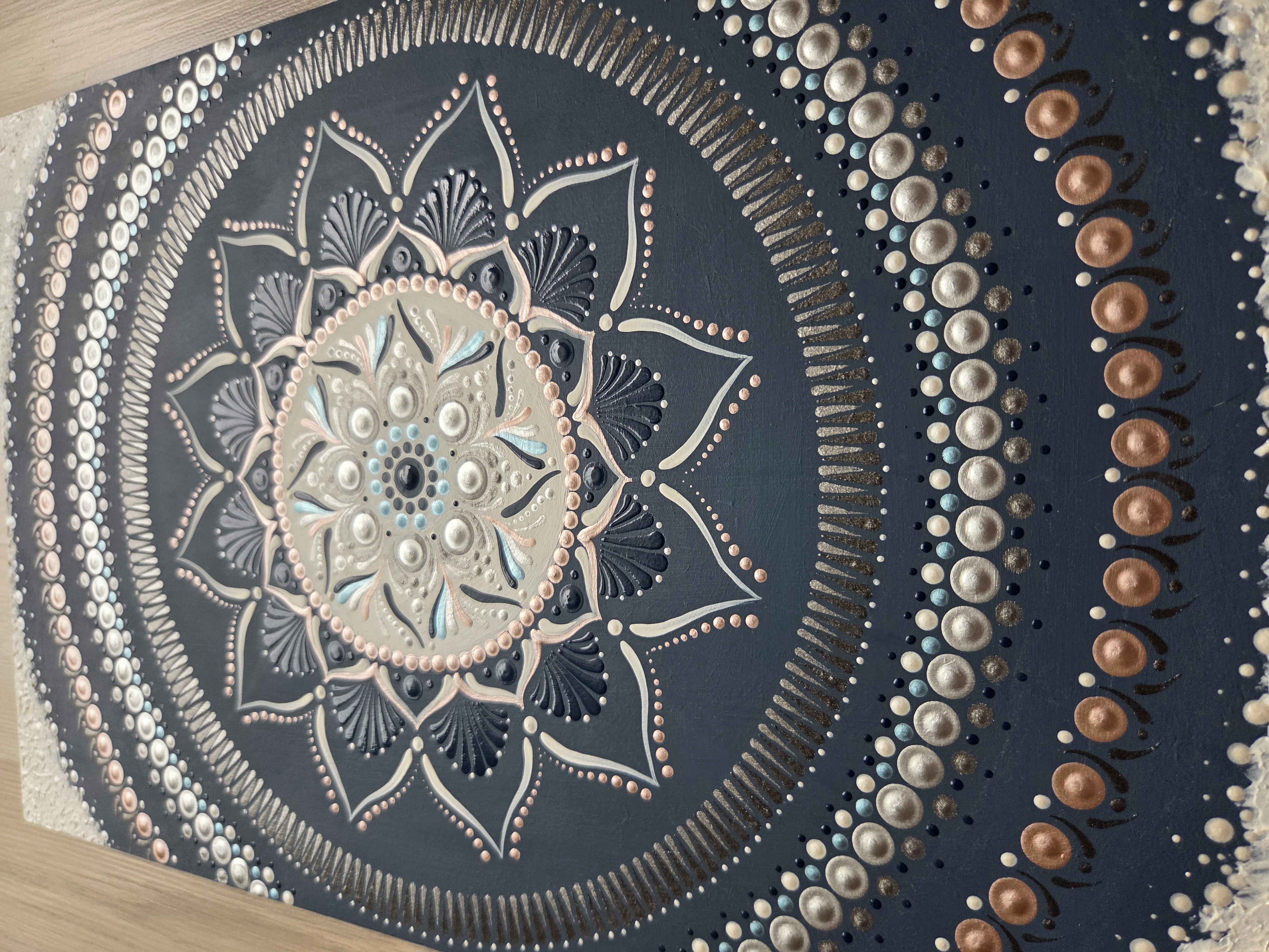 Pontozott mandala - Kék nyugalom, 30×45 cm
